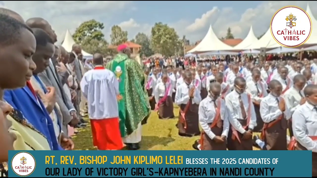 Bishop John Kiplimo Lelei blesses the 2025 class Our Lady of Victory Girl's-Kapnyebera, Nandi County