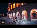 Relaxing night walk at the colosseum in rome 4k binaural
