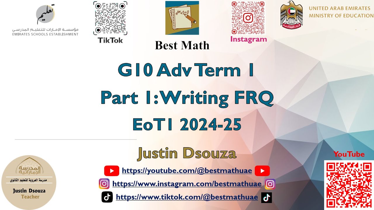10Adv Part 1 Writing | FRQ | EoT1 | Factor, polynomials, quadrilateral, trigonometry | Q1-Q5 | 10A |