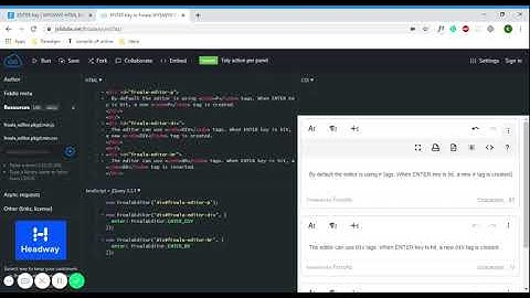 ENTER Key in Froala WYSIWYG Editor V3 JSFiddle