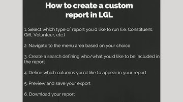 How to create a custom report in LGL
