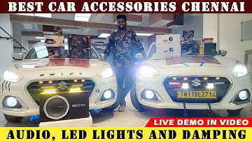 Swift Dzire Accessories and LED Lights | Car Speaker Upgrade | Car LED Lights | Car Sense Chennai