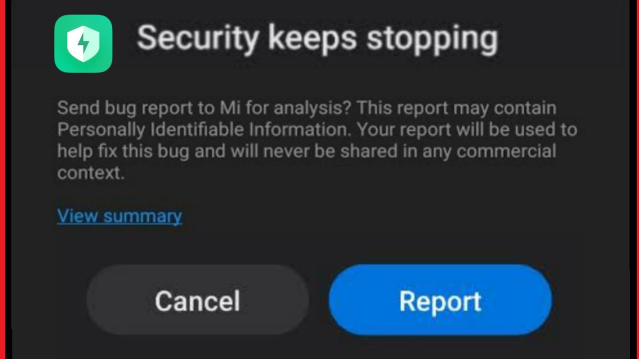 MIUI 12 Security Keep Stopping Issue