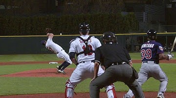 MIN@CLE: Santana hits an RBI single up the middle