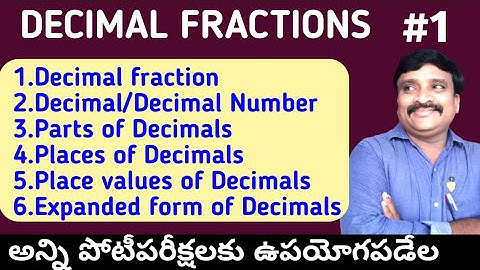 Decimal fractions in telugu / Places of Decimals/ Expanded form of decimals in telugu @murthysir