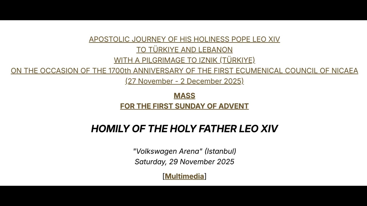 Проповедь: Апостольское путешествие в Турцию - Святая Месса (29.11.2025)