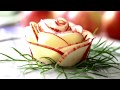 How to make apple rose flower garnish  food art garnishing made easy