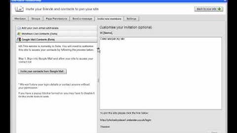 Sending Membership Invitations: WebEden.co.uk Free Website Builder