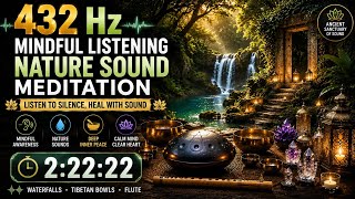 432 Hz Deep Relaxation Music 🌿 Waterfall Nature Sounds, Tibetan Bowls & Meditation • 2:22:22 screenshot 4