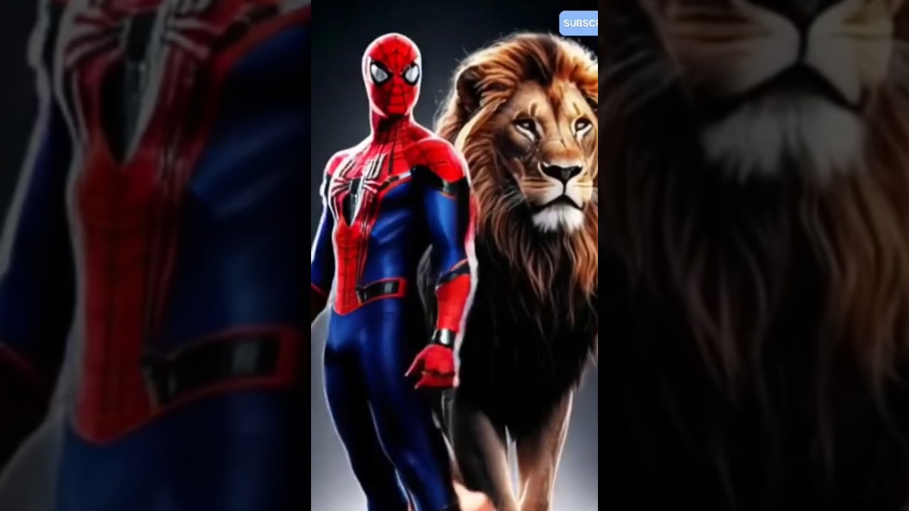 Spider man  vs king Kong vs lion 🔥 ai animation 
