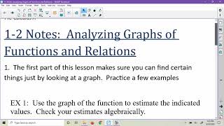 Section 1-2 (Analyzing Graphs of Functions)