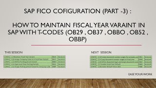 SAP FICO COFIGURATION (Part -3) - How to Create Fiscal Year Variant in SAP (OB29 , OB37 , OBBO , ..)