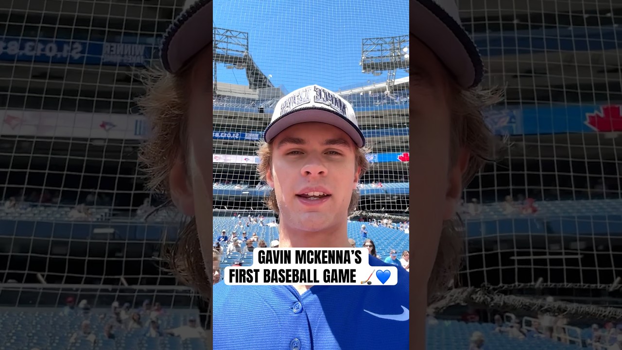 Gavin McKenna is in the building for his first baseball game 🤝 #MLB #Toronto #BlueJays #MapleLeafs