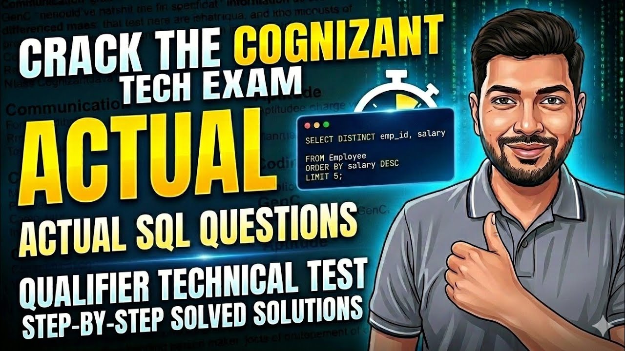 Cognizant Qualifier Technical Assessment | Cognizant Actual SQL ...
