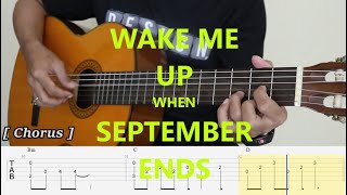 WAKE ME UP WHEN SEPTEMBER ENDS - Fingerstyle Guitar Tutorial TAB chords