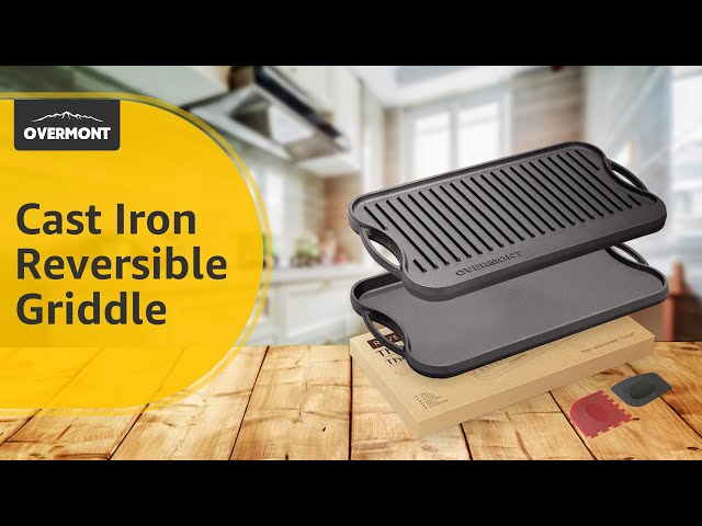 Overmont Pre-seasoned Cast Iron Reversible Griddle Grill Pan with