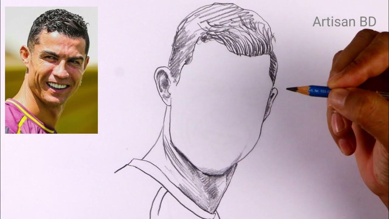 How To Draw Cristiano Ronaldo Realistic Portrait Easy Pencil Sketch #