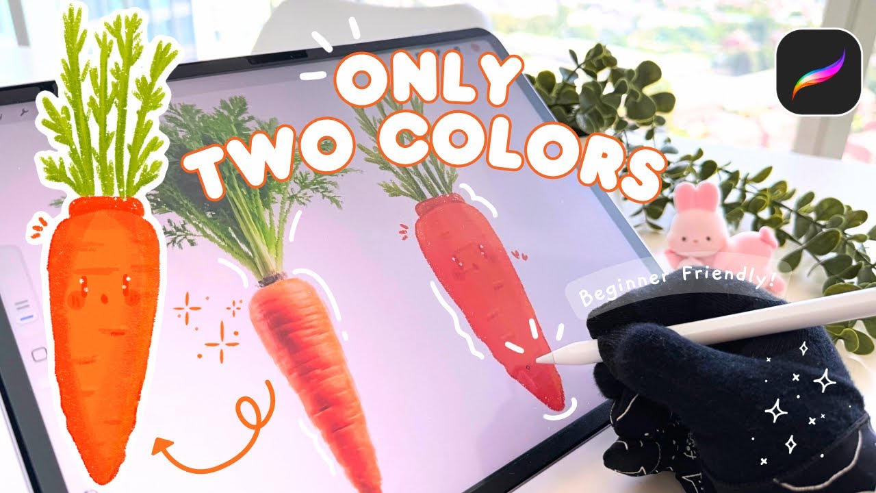 Only 2 Colors to Draw This Adorable Carrot! 🥕✨| Easy Procreate Tutorial for Beginners 🌱