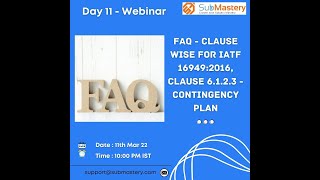 FAQ - Clause wise for IATF 16949 : 2016 , Clause 6.1.2.3 - Contingency Plan News