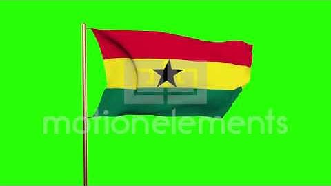 Ghana Flag Waving In The Wind. Green Screen, Alpha Matte. Loopable Animation Stock Animation