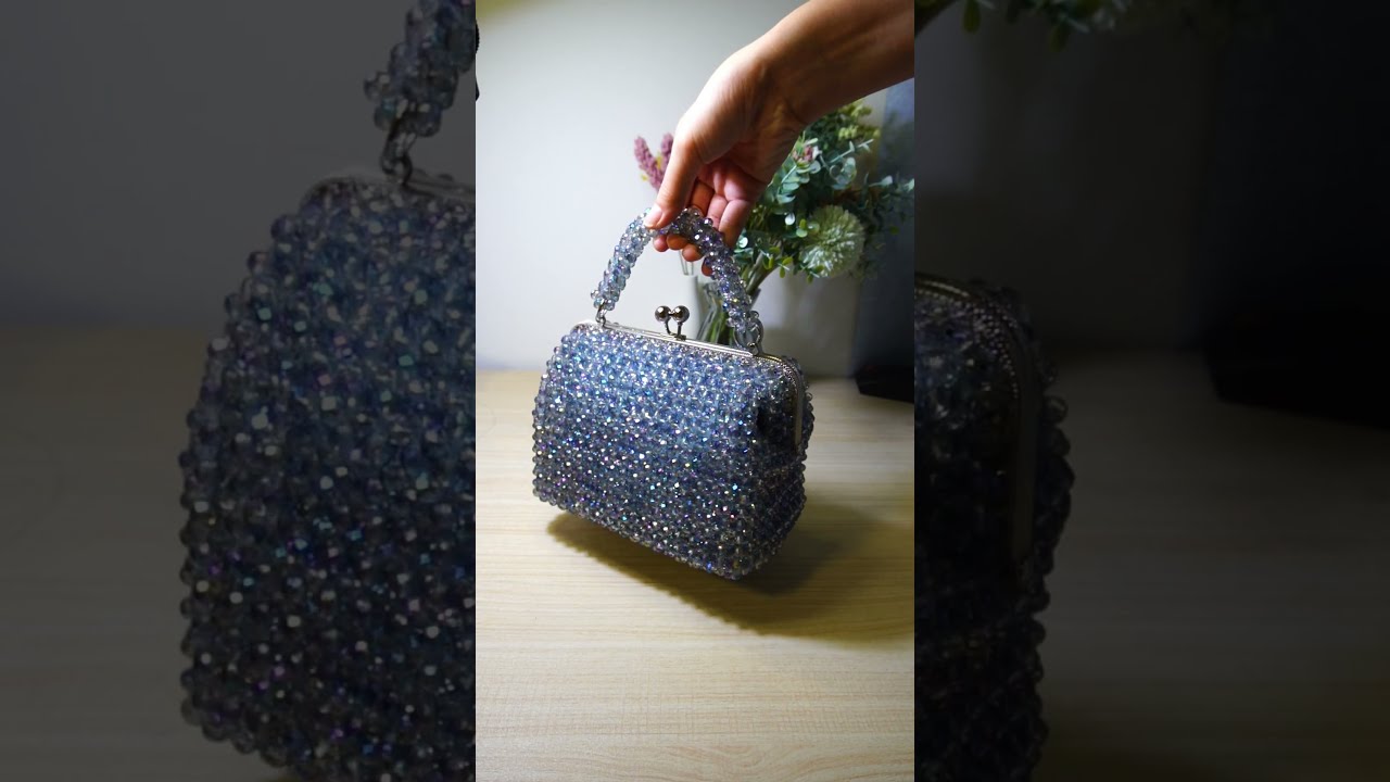 The Process of Crafting A Clutch Handbag with A metal Frame | DIY Beaded Bag #beads #diy #handmade