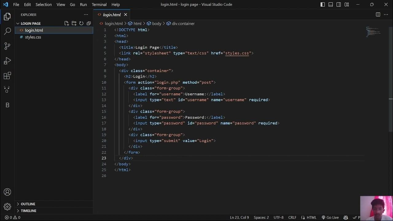 Creating a basic login page using HTML and CSS | 18AI643 Web ...
