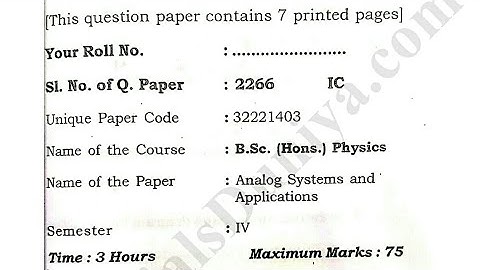 Analog System and Applications Question Paper - 2,  DU | Semester-IV |University of Delhi #du #qwp