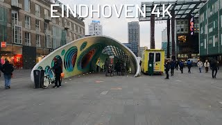 Eindhoven 4K - Downtown Walking Tour on a Cold Winter Day