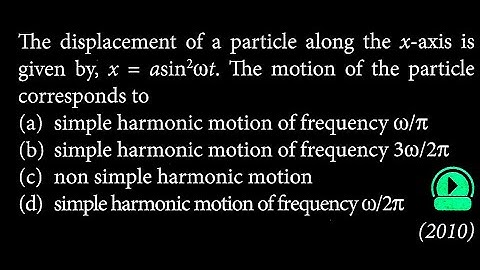 The displacement of a particle along the x-axis is given by, x = asin²wt. The motion  SW DTS 01 Q7