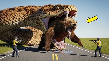 Heroic Rescue Team Battles Giant Python to Save a Brown Bear 🐍🐻