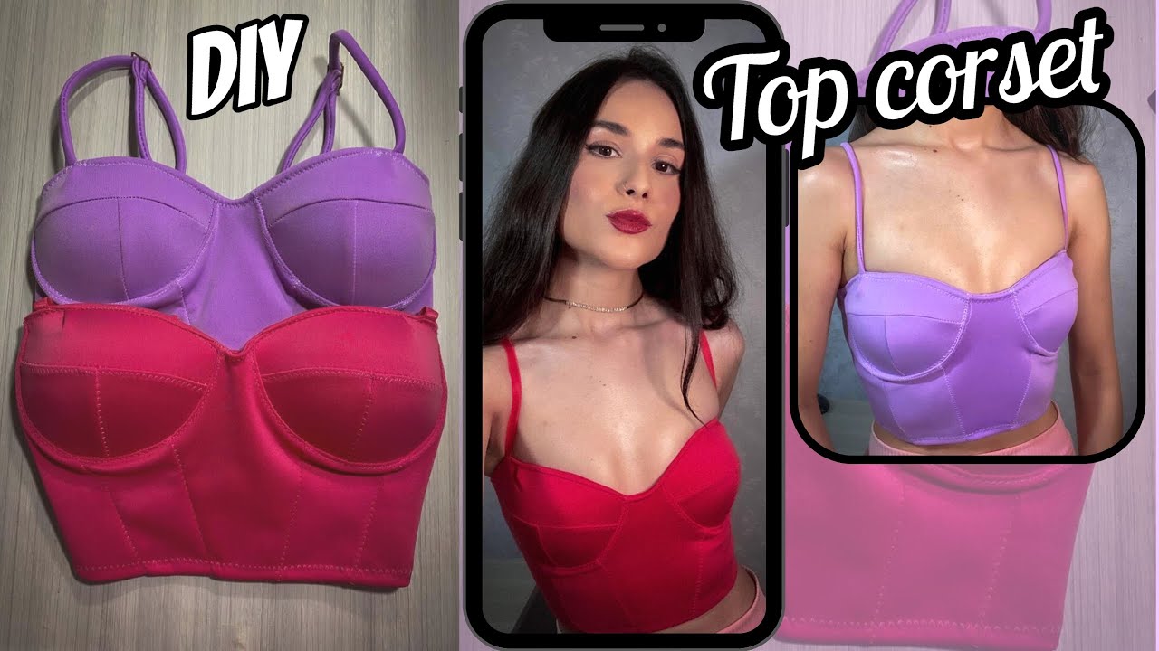Como fazer TOP CORSET simples e fácil - DIY faça você mesma / top cropped - costura para iniciantes