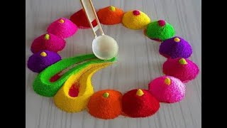 Quick & Easy stencil Rangoli designs ✨ festivals rangoli designs ✨ Sand art ✨