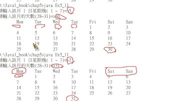 Java 程式設計(一)：範例 - 列印月曆