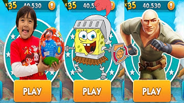 Tag with Ryan vs Spongebob: Sponge on the Run vs Jumanji: Epic Run - Game Comparison Episode