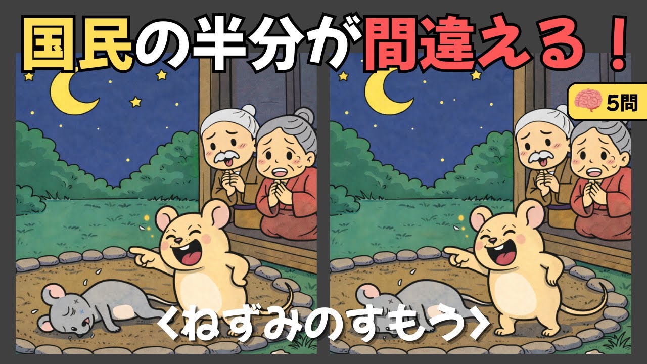 【間違い探し 脳トレ クイズ】国民の半分が間違える！｜ねずみのすもう｜心地よい音楽と一緒に記憶力アップに挑戦｜難易度：上｜#19