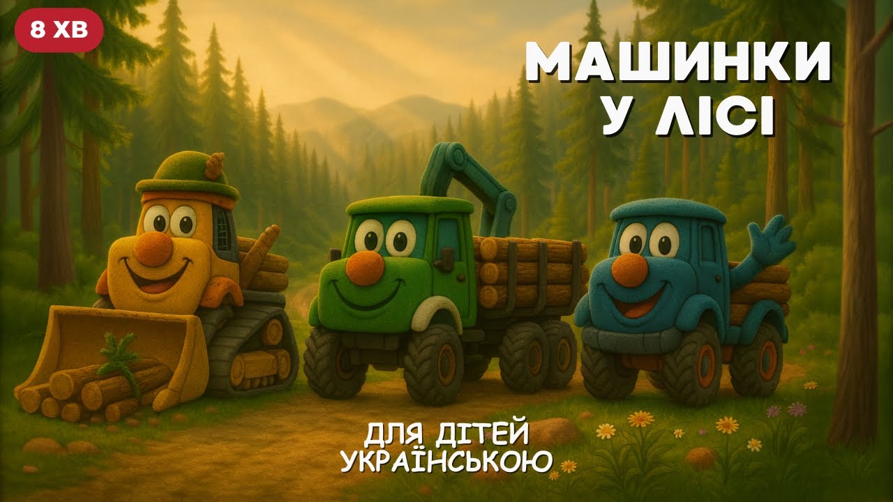 Машинки в лісі 🚜🌲 | Розвиваючий мультик для дітей про лісову техніку