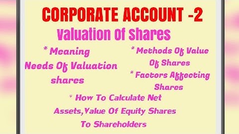 Lecture - 12|Valuation Of Shares|Needs&Methods |Factors |How To Calculat Net Assets Equity Shares📝.