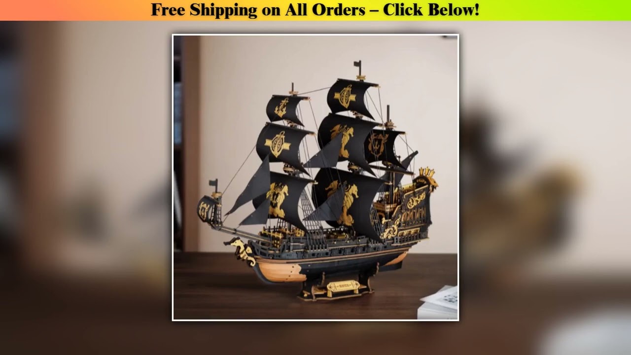 Robotime Rokr 3D Puzzle Wooden Seahouse Barque Model kits Build Home Desk Decoration Gift For Teens