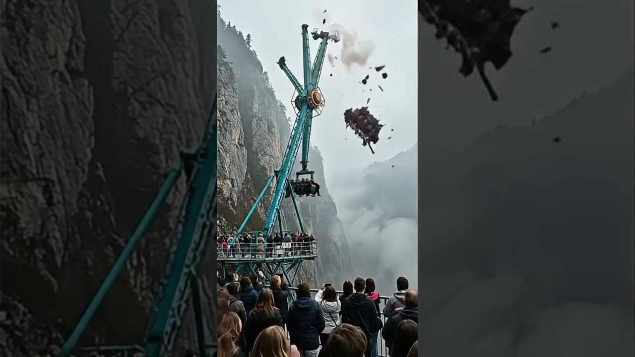 Ciff Ride SNAPS Mid Air Tourists Scream As Platform Falls Into Fog Shorts