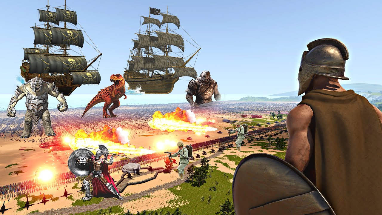 8,000,000 ORCS, ROCK TROLLS & TREX ARE LANDING ON THE BEACH OF SPARTA - Epic Battle Simulator 2