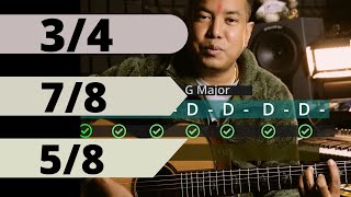 Nepali Rhythm Guitar 3/4, 7/8, 5/8,  Very Useful In Studio Recording  Pt. 7   (With Backing Track)