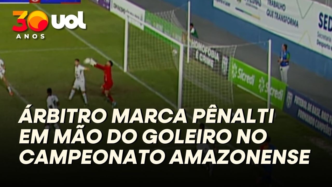 ÁRBITRO MARCA PÊNALTI EM MÃO DO GOLEIRO NO CAMPEONATO AMAZONENSE; VEJA O MOMENTO