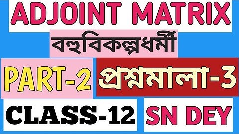 #2, Adjoint Matrix Class 12 SN Dey  EX-3 | MATH vs MATH