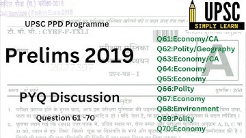 Prelims 2019 PYQ discussion| Question 61-70| #upscprelims #upsc2023 #pyqdiscussion #pyq #upsc #ias