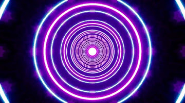 Glowing neon circle light tunnel background loop