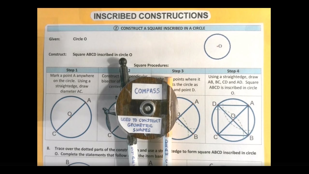Inscribed Constructions #2 of 4 - Square Inscribed in a Circle - YouTube