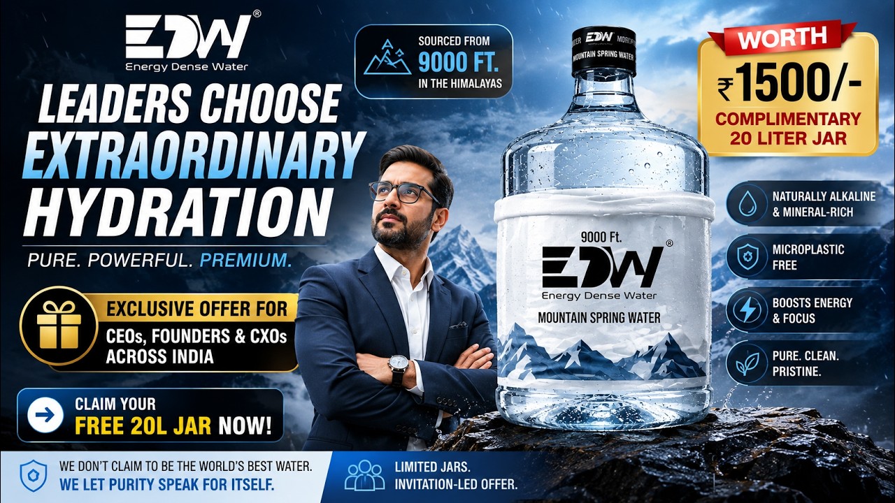 EDW Energy Dense Water – Premium Himalayan Spring Water | FREE 20L Jar Worth ₹1,500 for CEOs