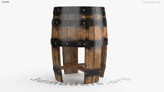Whiskey Barrel Side End Table 3D model by 3DModels.org