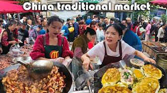 China Food Street : Feed Your Belly for $1 Hungry crowds swarm endless Chinese eats.  Morning Market