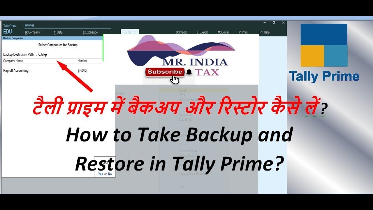 Tally Prime How to use backup & restore feature in